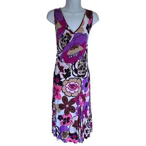 Occo Paris Women's Size 4 Vintage Floral Knee Length Dress Multicolor
